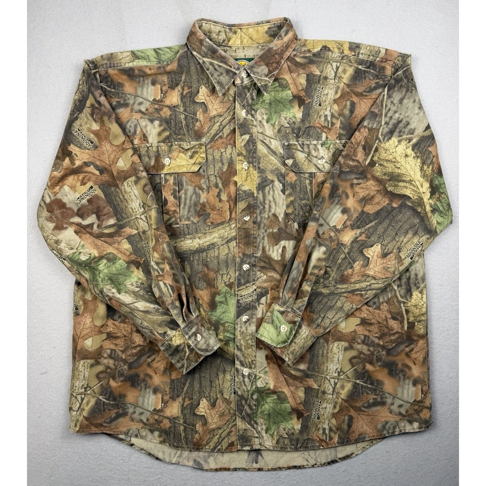 Vintage Cabela's Advantage Timber Camo Hunting Shirt Men's XL USA Fabric Button